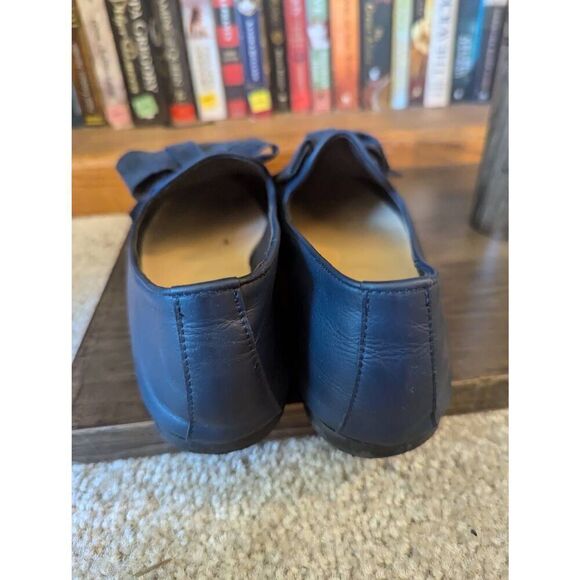 Vintage Mauro Leone Women’s EU 39 US 9 Blue Leather Bow Tie Flats Slip Ons - Picture 2 of 6